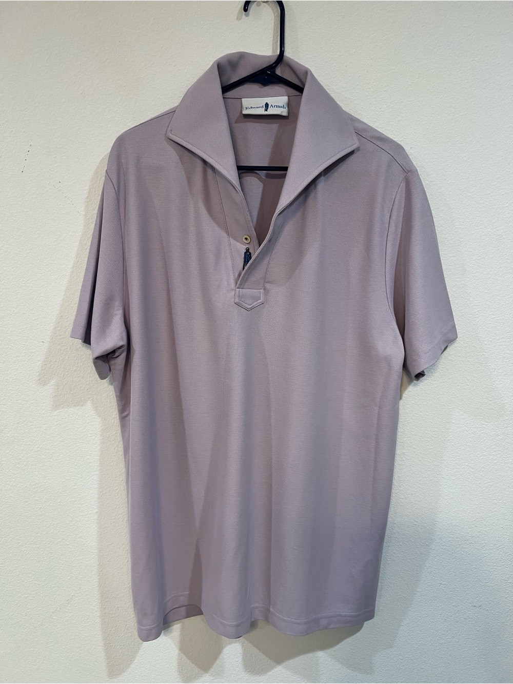 Edward Armah Lavender Pique Polo Shirt XL 100% Cotton Peru Short Sleeve Luxury